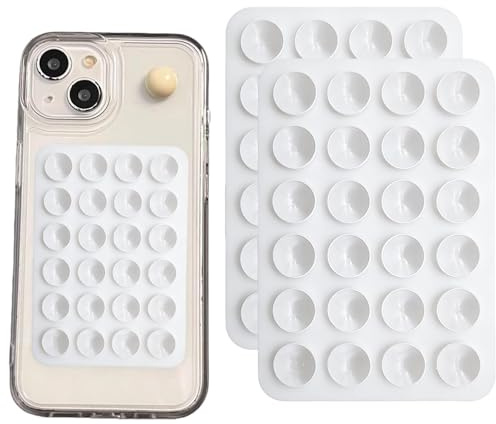 2-Pack Silicone Suction Phone Case with 24 Suction Cups (Wihte) | Universal Anti-Slip Phone Holder for Hands-Free Selfies, Videos and Stable Recording