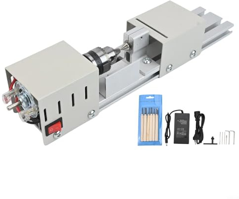 YJDOORPLAY Tornio per legno per tornitura, fresatura e lucidatura, macchina artigianale in metallo con mandrino da 0,6-6 mm, velocità 4000-9000 giri/min, per lame e mole