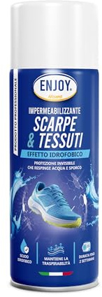 ENJOY HOME Impermeabilizzante Scarpe e Tessuti Spray 200ml - Protettivo Idrofobico Professionale per Camoscio, Pelle, Nabuk e Tela