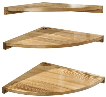 Sucritude Floating Corner Shelves - 3-Tier Wall Mounted Corner Shelf - Storage Display Shelves - for Bedroom, Kitchen, Living Room, Kids, Plant, Book, Perfume, Staircase, Closet, Bar