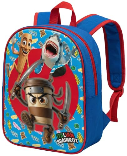 Italian Brainrot Sac à dos 3D maternelle 3-7 ans PS-MS-GS 31 cm | Façade EVA, bretelles rembourrées et 2 poches latérales