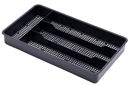 Dial Industries Small Cutlery, Utensil, Silverware Kitchen Drawer Organizer Tray, Black