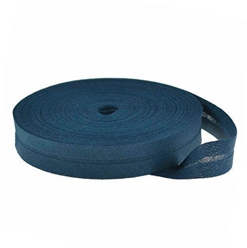 25m Baumwoll-Schrägband uni 20mm breit gefalzt Einfassband 50 Farben wählbar, Farbe:navyblau