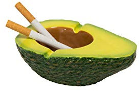 FISURA - Posacenere da Tavolo a Forma di Avocado. Divertente Design Verde in Ceramica per Esterni o Interni. Misure: 13x8x5 Centimetri