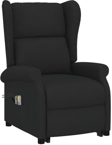 vidaXL Poltrona Alzapersona Massaggiante Poltroncina per Massaggi Divano Singolo Massaggiatore Sedia TV Arredamento Nera in Tessuto