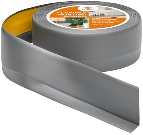 Quest Sockellist PVC mjuk självhäftande 50x20mm – grå, 25 m | Bred böjbar avslutningslist för golv och vägg – tät och dekorativ, enkel montering inomhus