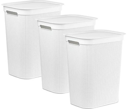 Rotho Brisen Wäschekorb Wäschesammler 3er-Set je 50 L aus Kunststoff Weiß | Drei separate Wäschesammler mit je 50 L, zur individuellen Wäschesortierung, Weiß, Außenmaße jeweils 43 x 34 x 53 cm