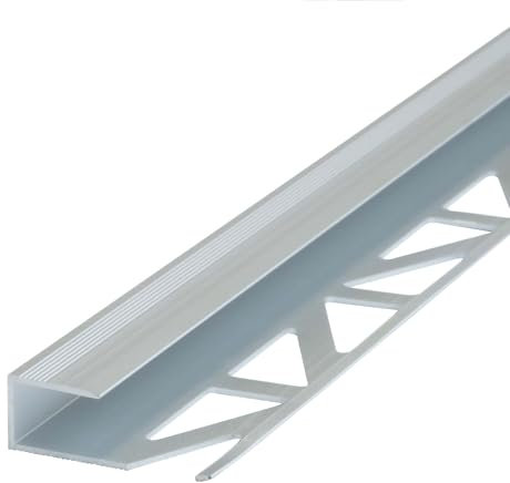 Dalsys Übergangsprofil Abschlussprofil 100cm für 8mm Belagsstärke, zum Einfliesen, aus Aluminium, Silber