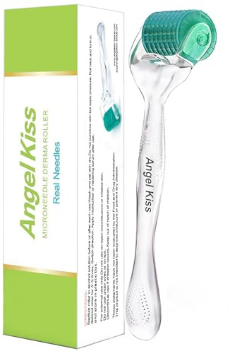Angel Kiss Derma Roller 0.75mm REAL NEEDLES - 192 Individual Titanium Needls - Microneedling Roller for Face Body Beard Scalp and Skin Care