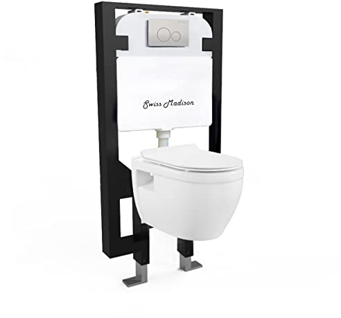 Swiss Madison Well Made Forever SM-WK450-01C - Ivy Wall Hung Elongated Toilet Bundle, Glossy White