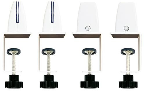 Jhanw Bürotrennwandklemmen für 1/8 bis 1 Paneel, verstellbare Aluminium-Tischteilerklemmen, weiße Klemmen für Acryl-Plexiglasplatten, Klemmen für Schreibtisch-Privatsphäre-Panel 4 Stück.