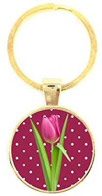 Porte-clés en verre - Tulipe, golden/e