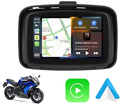 WOOYI Navigatore per Moto, IPX7 Impermeabile per Esterni, Touch Screen HD da 5 Display Leggibile alla Luce Solare carplay wireless android moto Supporto per Tutte Le Lingue