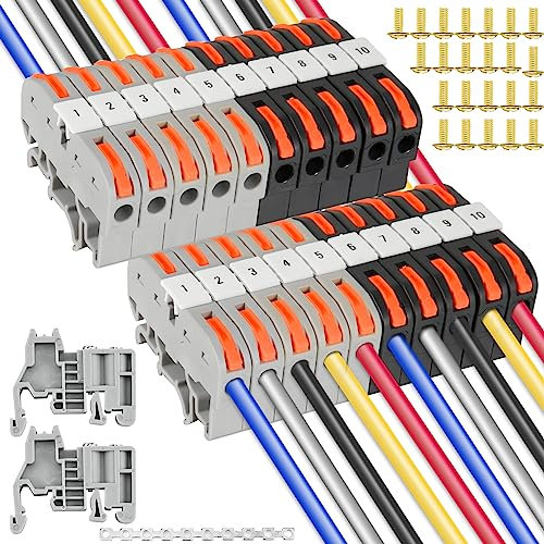 20 Stück Reihenklemmen Hutschiene, 0,08-4 mm² PCT-211 Hutschienen Klemmen, Klemmblock Durchgangs Verbinder, Klemmblock Hutschiene, Klemmen Durchgangsklemme für Feste Kabel Automatisierungsprojekte