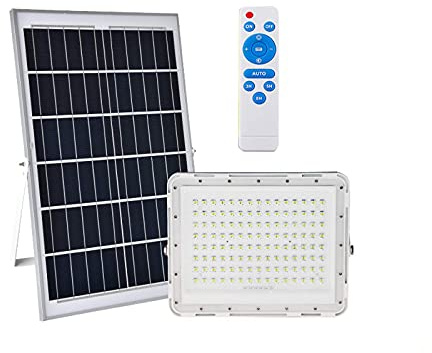 Luces de inundación solares LED con control remoto, 100W 200W 300W Luz de seguridad LED solar para exteriores Ip66 Paneles solares impermeables S para jardín, cobertizo, patio trasero (Color