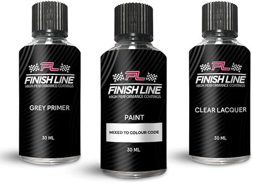 FINISH LINE Ausbesserungslack, 30 ml, für BMW 372 Stahlblau, Grau, Grundierung, Klarlack, Reparatur von Farben
