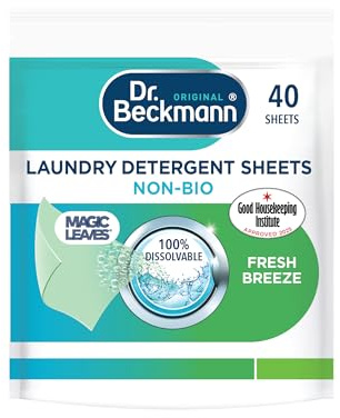 Dr. Beckmann MAGIC LEAVES Laundry Detergent Sheets NON-BIO | Convenient and pre-dosed laundry detergent sheets | Dissolvable climate neutral and easy to use | 40 sheets