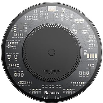 Baseus Kabelloses Ladegerät, Baseus Simple 2, kabelloses Ladegerät, unterstützt sowohl Apple- als auch Android-Geräte, 15 W, mit Typ-C-zu-Typ-C-Kabel, kompatibel mit Qi-zertifizierten Geräten,