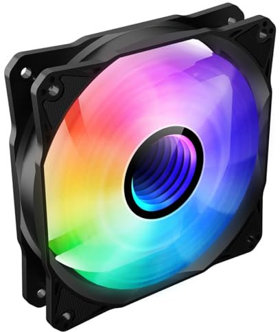 CiT Pro YH120 120mm Addressable-RGB PC Case Fan Black, Infinity Mirror Center ARGB Light Effect 5V 3pin Motherboard Aura Sync 1200 RPM 3pin Power - Suitable For Computer Cases & CPU Liquid Coolers