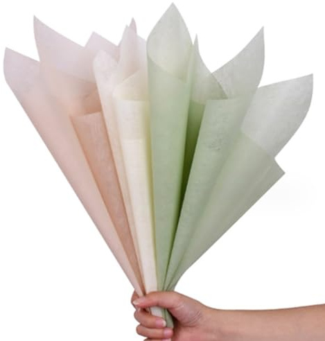 OUKEYI Lot de 145 feuilles de papier d'emballage en coton coréen, imperméable et plissé pour bouquets et emballage cadeau