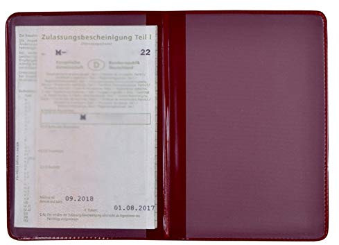 orgaexpert KFZ Schein Schutzhülle Bordeaux 2 Fächer 120x167mm Made in Germany Etui Mappe Ausweisetui Kartenhülle Fahrzeugschein Hülle