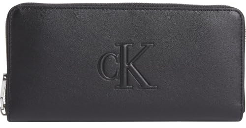 Calvin Klein Jeans Damen Sculpted Zip Around Deboss K60K612743 Zip Around Geldbörse, Schwarz (Black), One Size
