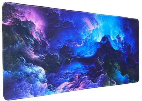 Hosimoln Gaming musmatta, stor musmatta storlek 80 x 30 cm tjocklek 3 mm, premium strukturerad halkfri och vattentät datormusmatta med sydda kanter för spel/kontor/hem 80 x 30 Qicaiyun004