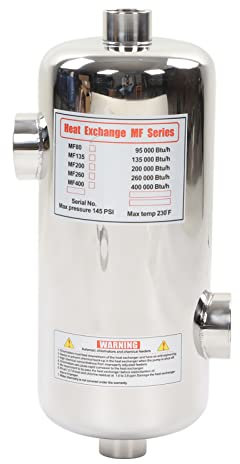 MENDUNER Schwimmbadheizungen, 40 KW Pool Wärmetauscher, Brennender, Edelstahl für Spa, Solar Poolheizung, Schwimmbadheizung