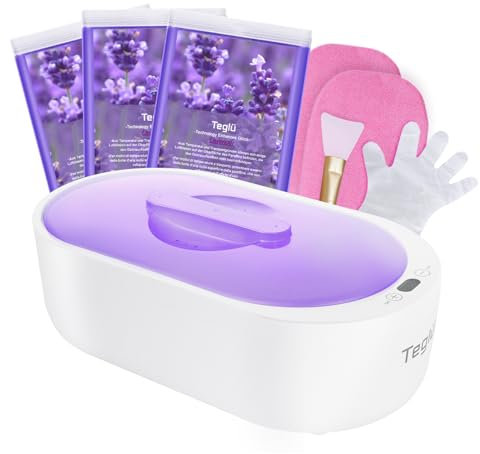 Teglu Paraffinbäder für Hände 2L, Paraffinbad Wachsbad Set mit 3 Pack Paraffinwachs/Handschuh/Bürste, 150W, Weiß