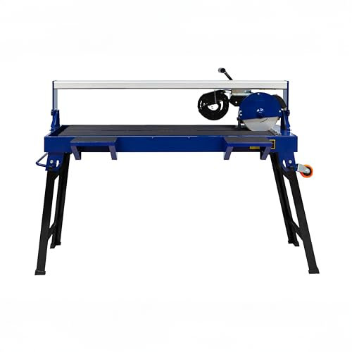 Wet Tile Cutter with 920mm Bench Stand Table Laser Cutting Guide Diamond Blade Heavy Duty 1200W Motor Includes Free Extra Blade 0-45° Angle Cut Range Foldable Legs Portable DIY and Professional Use