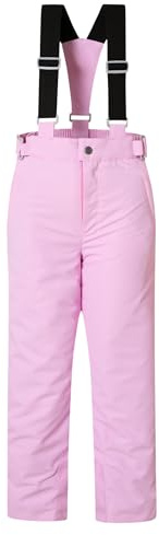 MONTFLIX Kids Waterproof Snow Pants Winter Warm Skiing Snowboard Pants for Girls（12Y,Light Pink