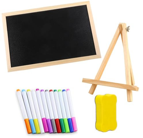 DUGEGAYL A4 Kreidetafel mit Holzrahmen Sets und 1 Schwammradierer für Kinder, Party, Schule, Kleine Tafel-Holzschilder, Schiefertafel zum Beschriften Kreidetafeln aus Holz Kreiden Tafel