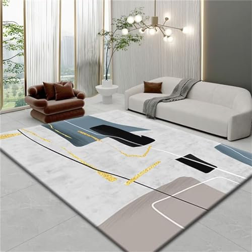 RUGMRZ Baby Teppich Mädchen 80x160CM Outdoor Teppich Teppich mädchen grau Blauer Rutschfester Teppich im modernen, minimalistischen Design