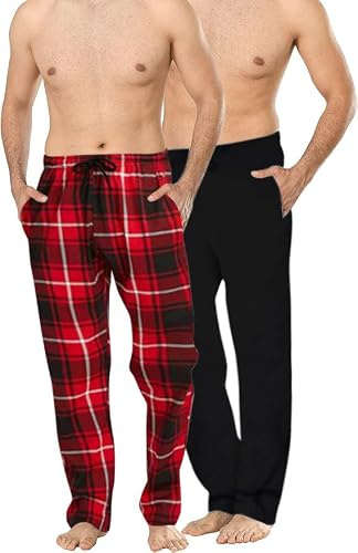 Långa loungebyxor för män nattkläder (tvåpack) pyjamasbyxor nattkläder