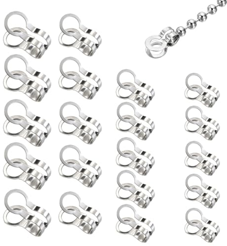TopHomer 100-tlg Kugelkette Stecker, Klemmschalen Spitzen Loop Verbinder Edelstahl in 4 Größen für Schmuckherstellung, Handwerk
