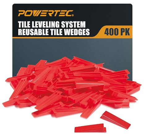 POWERTEC Tile Leveling System Reusable Tile Wedges 400 Pack for Floor and Wall Tile Installation, Tile Installation Kit for 1/8 and 1/16 Tile Spacers (71897-P4)
