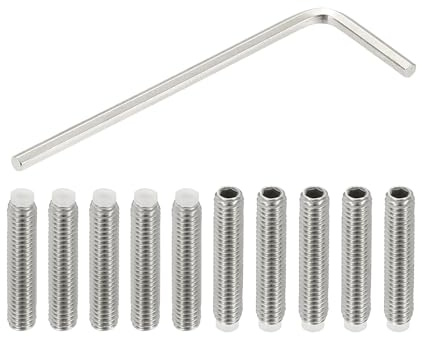 PATIKIL Madenschrauben M4x20 mm, 10 Stück 304 Edelstahl Kunststoff Nylonspitze Madenschrauben/Innensechskant Gewindestifte, Sechskantkopf Schrauben mit Schraubenschlüssel