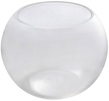 simpa 19cm Clear Glass Fish Bowl Round Centerpiece Display Vase Terrarium, Sphere Bubble Ball Flower Vase.