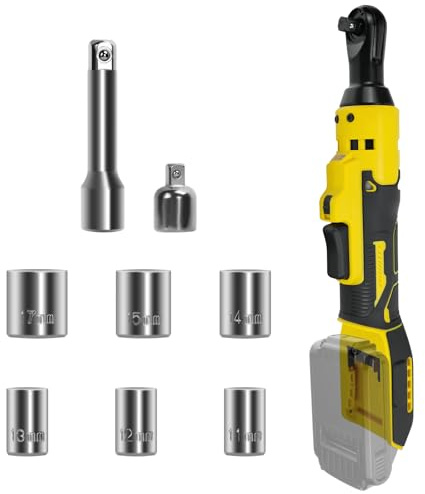 Cordless Ratchet Wrench for DeWalt 18V Battery,3/8 Electric Ratchet, 260rpm Ratchet with Variable Speed and 7 Socket,1/4 Adapter(NO Battery)