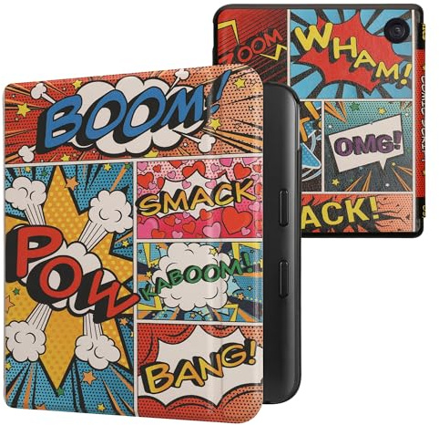 kwmobile Fällbart fodral kompatibelt med Kobo Kobo Libra Colour/Tolino Vision Color fodral – eReader Case – komiska symboler, flerfärgad