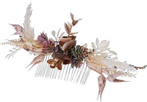 PartyforU Hochzeits-Blumenkamm für Frauen, handgefertigter Blumen-Haarkamm, böhmische Haarkämme für Braut, Brautjungfer, Junggesellinnenabschied, Brautparty, Mutterschafts-Shoot