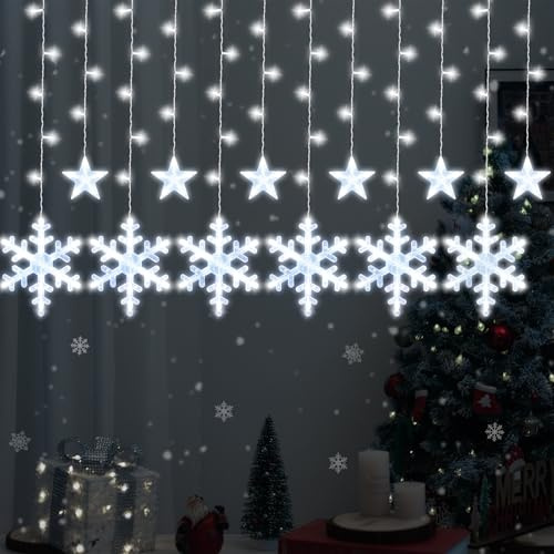 Lewondr 138 LED Weihnachts-Vorhanglichter Mit 6H Timer & 8 Modi