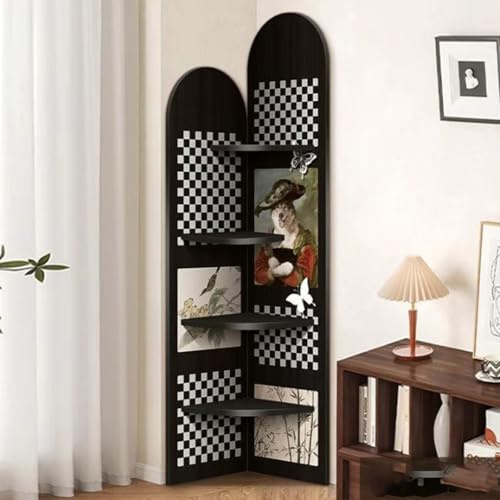 4-Tier Corner Shelf Stand,Corner Plant Stand,Wooden Open Corner Cabinet Display Storage Rack,Ladder Shelf with Wood Frames,Corner Plant Stand,Fan-Shaped Corner Bookcase with Legs,ladder shelf with woo