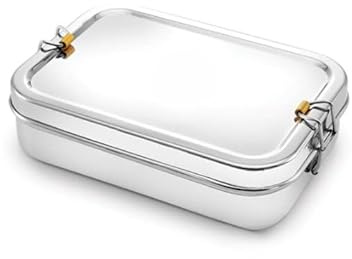 Pure Stainless Steel Rectangular Lunch Tiffin Box Food Storage Container With Lid For School, Office, Home, Picnic, Tour- Pack Of 1 Tiffin Box