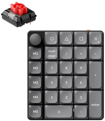 Keychron K0 Max Wireless Low-Profile Number Pad, QMK/VIA Programmable, Hot-Swappable Red Switch, RGB Backlit, 2.4GHz & Bluetooth 5.3, 1000Hz Polling Rate, with Knob, for Windows/Mac