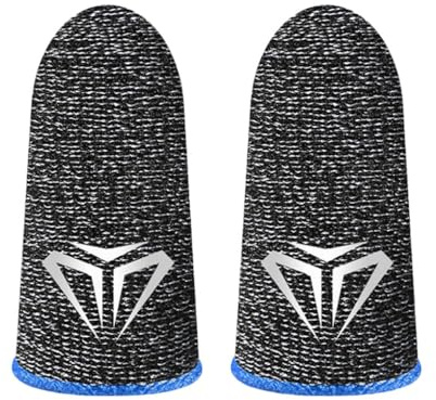 Zambuph 10 Stück Handy Gaming Fingerspitzen Ärmel, rutschfeste Touchscreen Handschuhe, ölbeständige 24 polige Anti Fingerabdruck Faserabdeckungen, Blau Typ 1