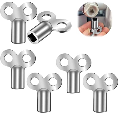 6PCS Radiator Bleed Key, 3 Zinc Alloy Aluminium, Radiator Bleed Key, Metal Triangular Key,Radiator Valve Clock Key for Bleeding
