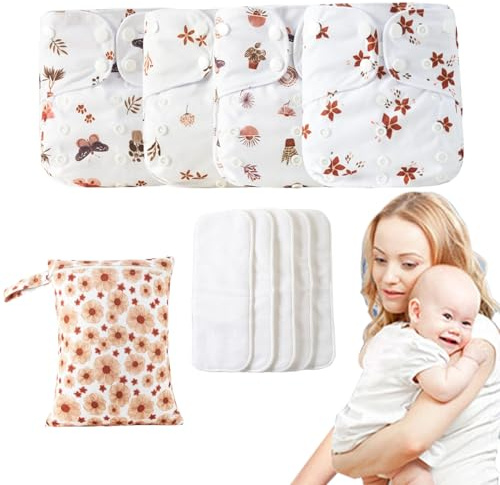 Couches En Tissu Pour Bébé – Conception Réglable Réutilisable, Tissu Doux Respirant, Coussinets Absorbants Multicouches, Coque Extérieure Imperméable | Pour Les Tout-petits Garçons Filles Apprentissag
