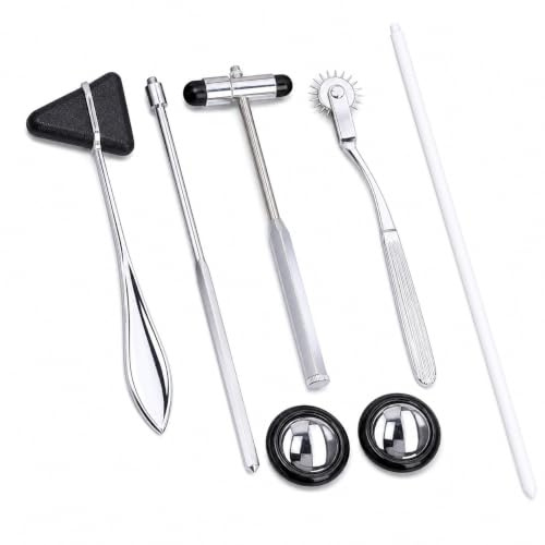 Kit de Marteaux Neurologiques 5 Pièces Set de Marteaux à Réflexes en Acier Inoxydable Instrument de Percussion Médical Multifonctionnel pour Examen du Système Nerveux