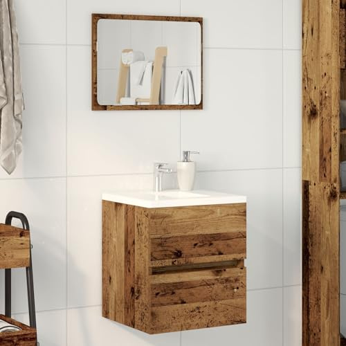 IBUQDDV Mobile Lavabo Bagno in Legno Tecnico Antico 41x38.5x45 cm con Piano Appoggio Foro Lavello, Mobile da Parete Salvaspazio per Bagno, Ampio Spazio Portaoggetti, Resistente